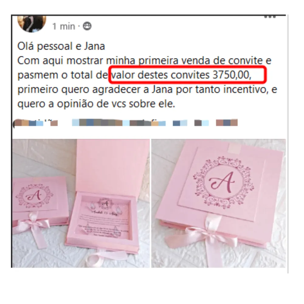 Primeira venda de convite no total de R$3.750,00