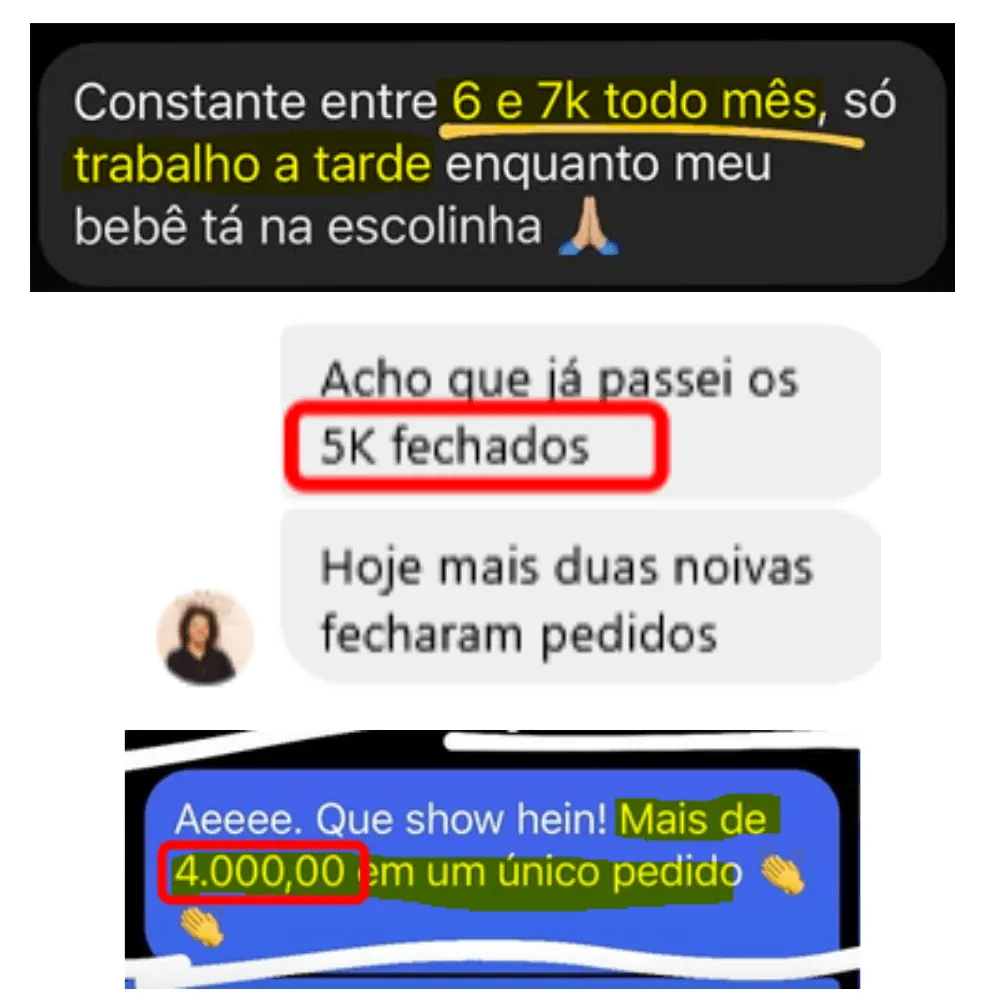 Aluna faturando entre R$6k e R$7k todo mês trabalhando só meio período